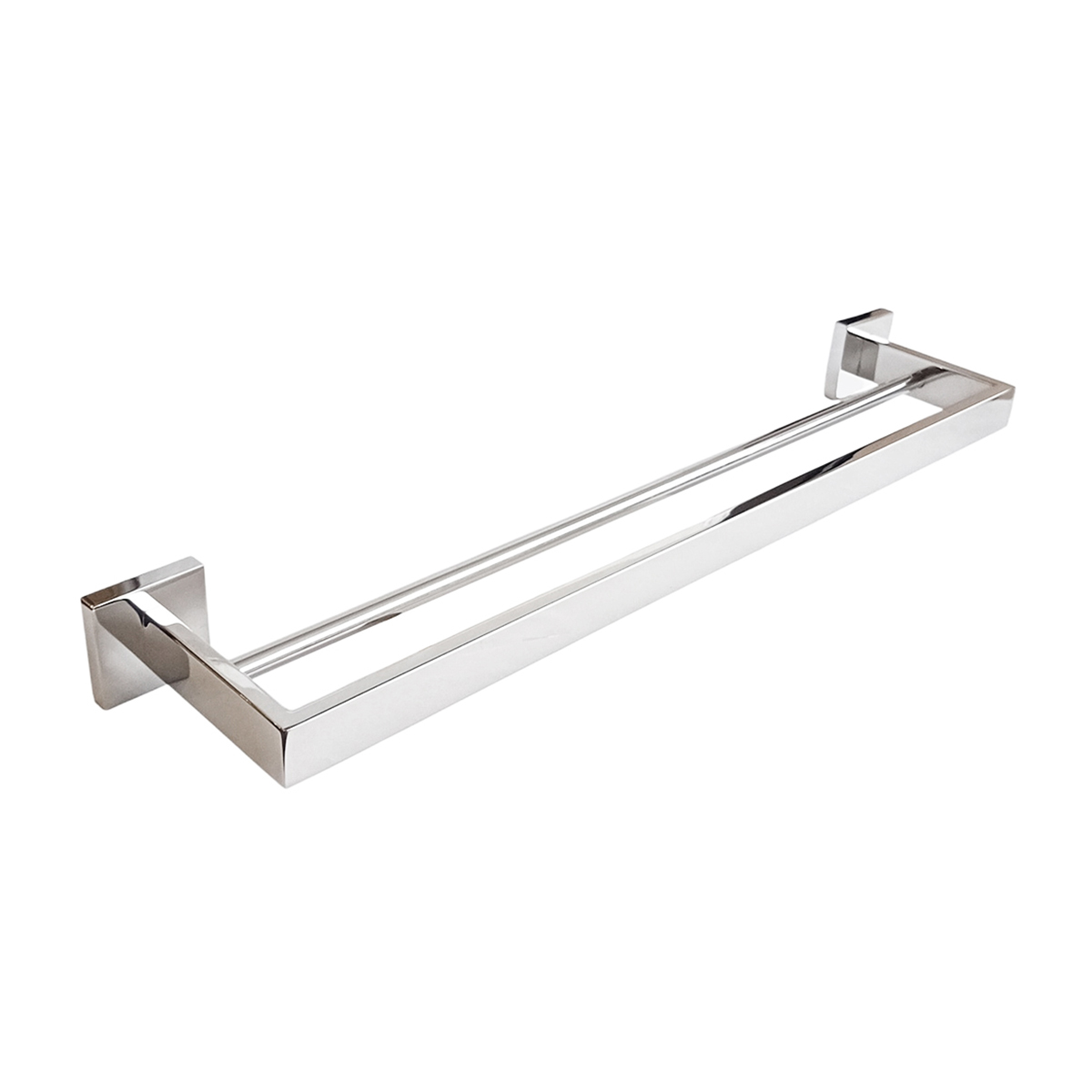 Porta Toalhas Duplo Cromado Quadrado Slim