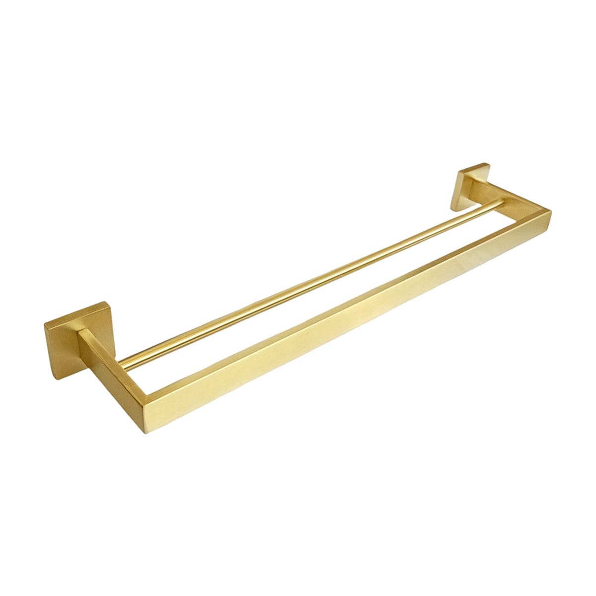 Porta Toalhas Duplo Dourado Fosco Quadrado Slim