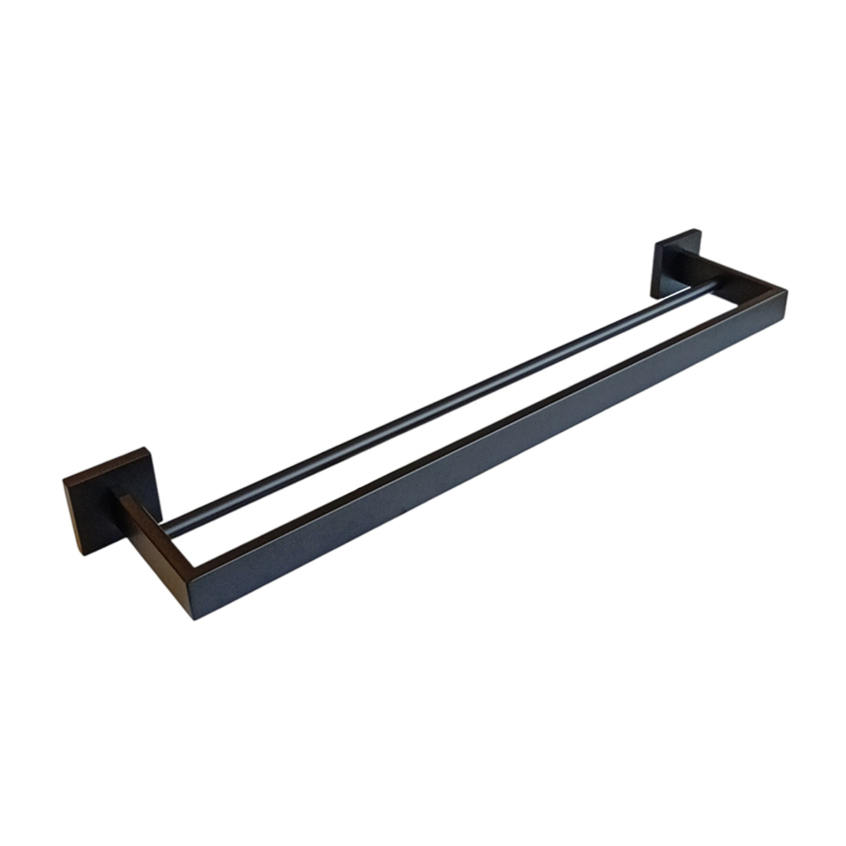 Porta Toalhas Duplo Preto Fosco Quadrado Slim