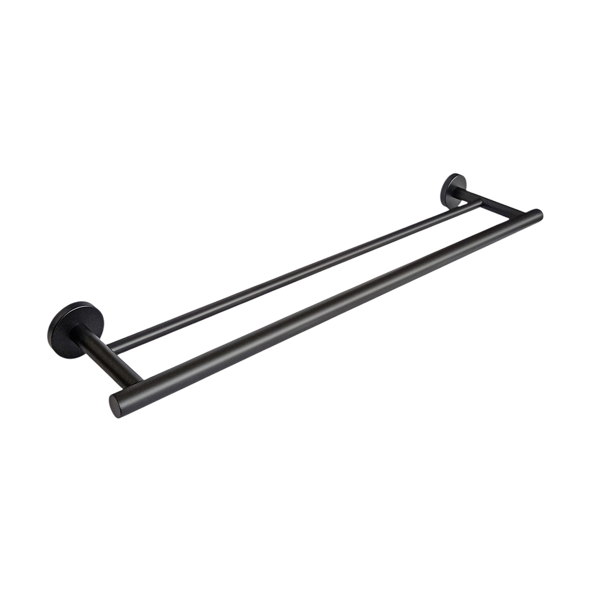 Porta Toalhas Duplo Preto Fosco Redondo Slim