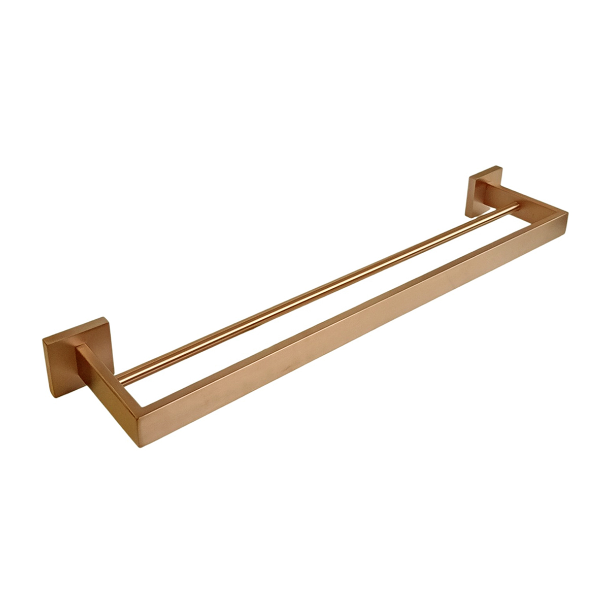 Porta Toalhas Duplo Rose Gold Fosco Quadrado Slim