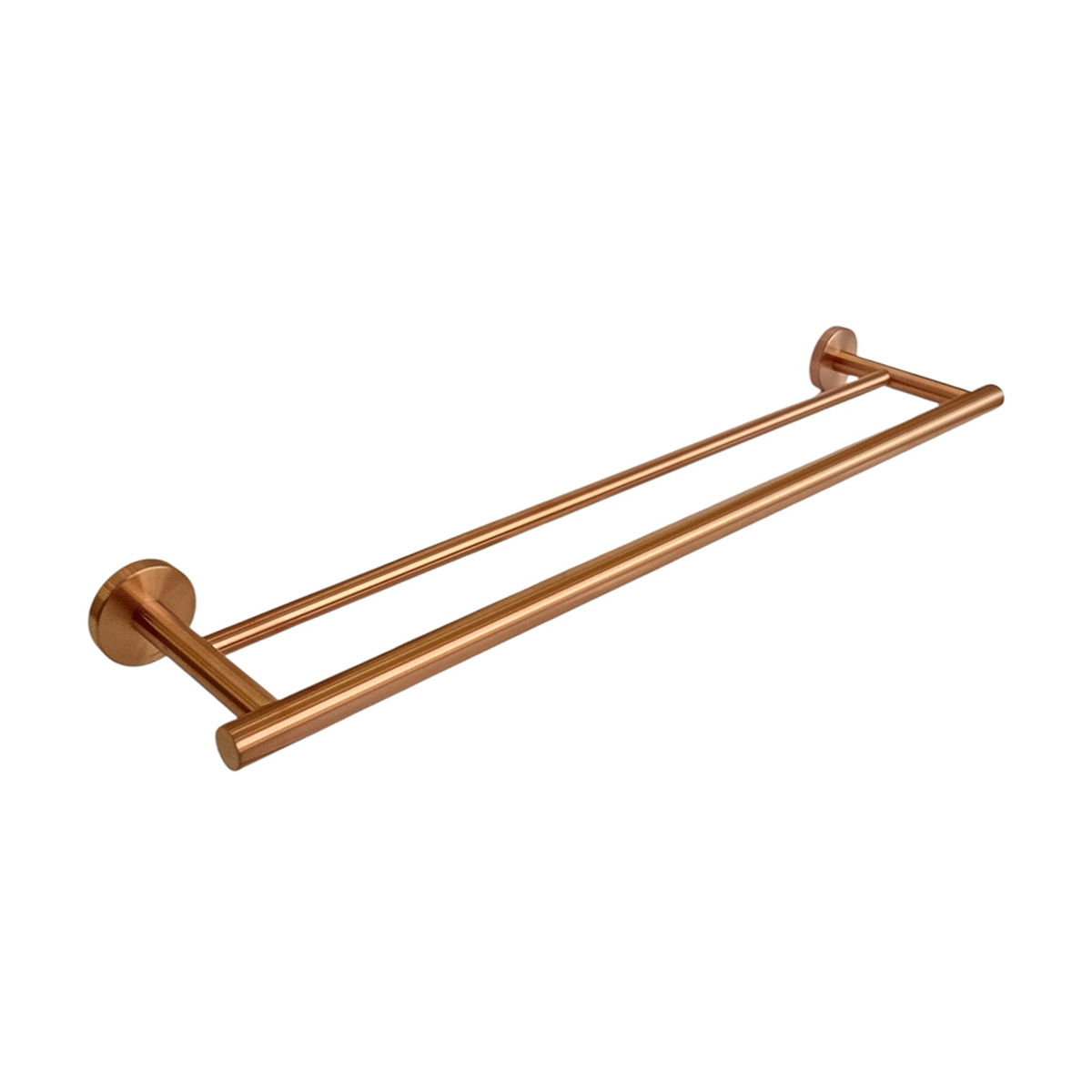 Porta Toalhas Duplo Rose Gold Fosco Redondo Slim